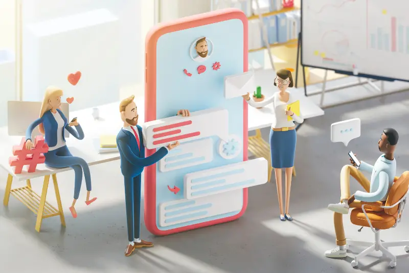 Application development and social media concept.