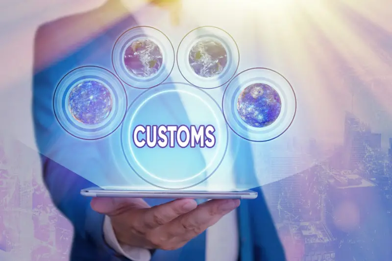 Text sign showing Customs