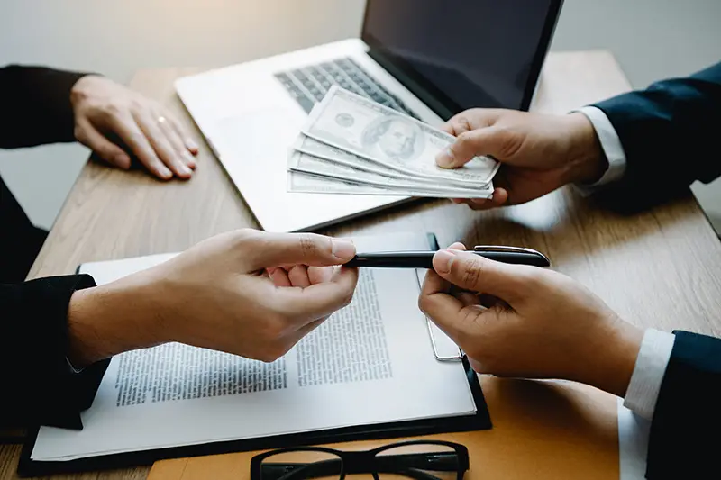 contract of sale and being handed a cash and pen