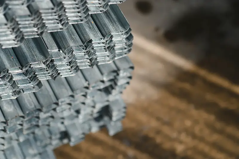 stack of square steel pipes for construction supplies
