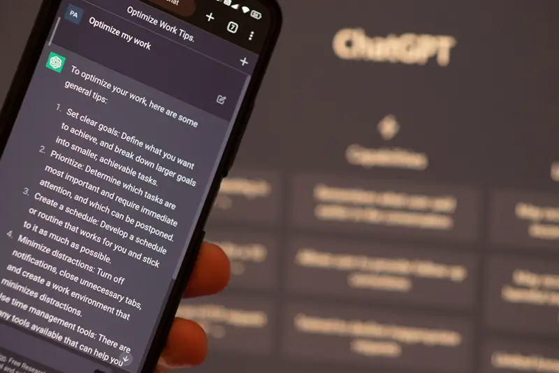 screen of ChatGPT, AI or artificial intelligence chatbot developed by OpenAI.