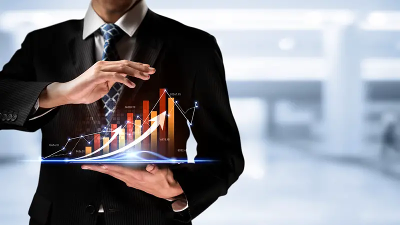 Businessman analyst working with digital finance business