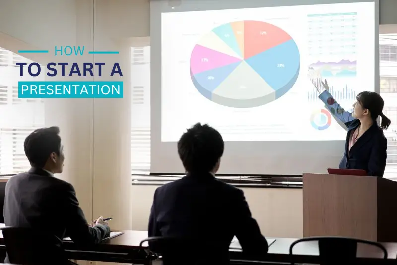 Asian business woman presenting at a conference