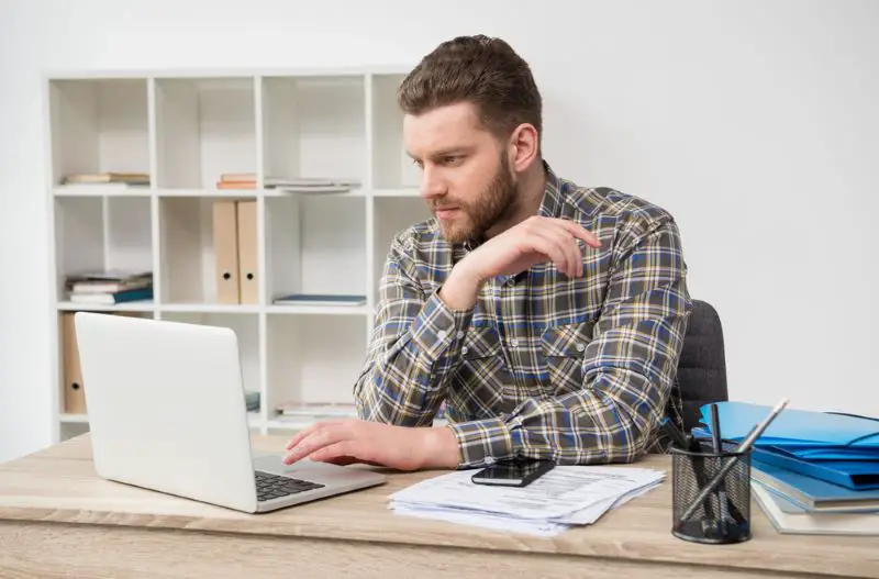 Businessman working at modern office
