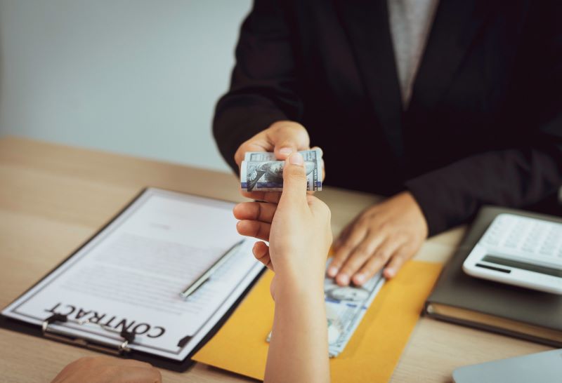 Female working as debt collector