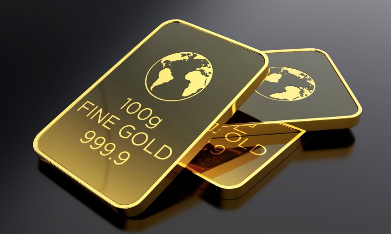 Gold Biscuits isolated on dark luxurious background