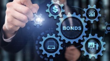 Businessman clicks inscription bonds