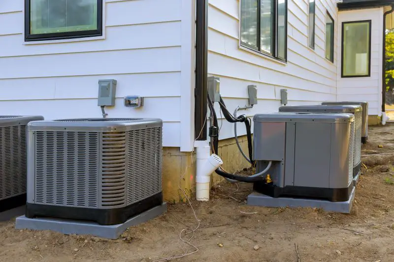 Air conditioning system outside installation on of the house.