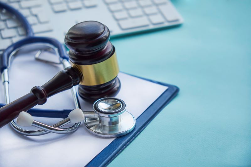 Gavel and stethoscope. medical jurisprudence