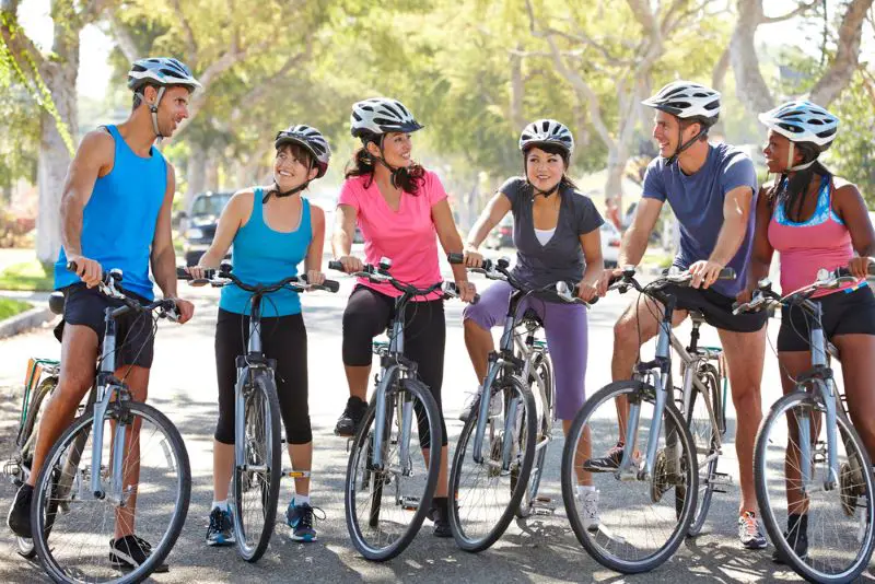 Cycling Club Meeting On Suburban Street