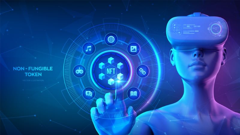 Non-fungible token digital crypto art blockchain technology concept