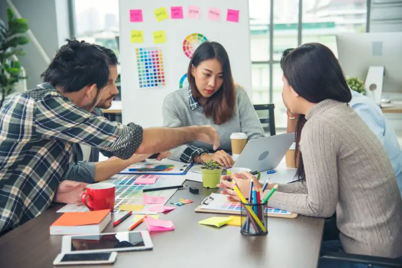 Creative design office center working teamwork.