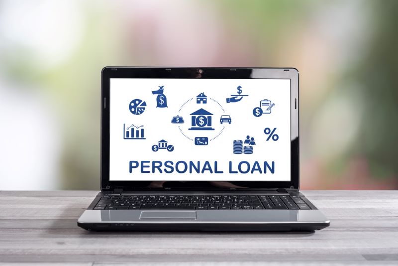 Personal loan concept shown on a laptop screen