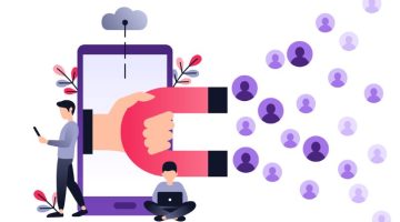 Social media ultra violet concept vector illustration with magnet for engaging