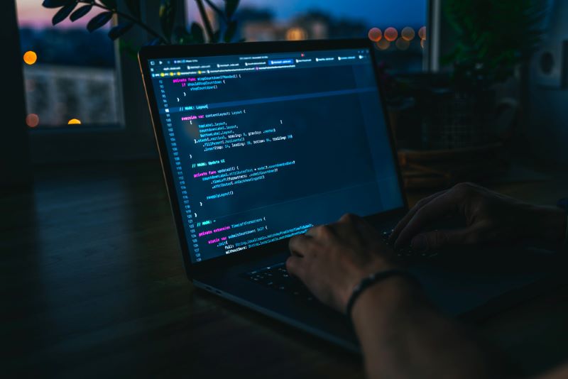 Code on laptop screen