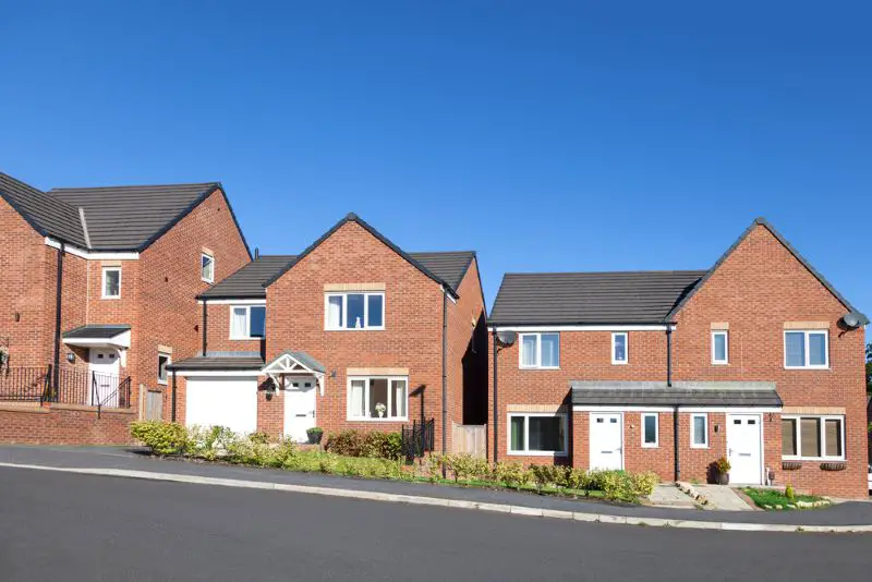 Row of red brick english houses