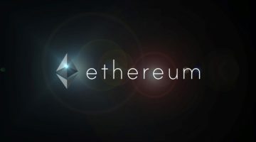 Ethereum virtual crypto currency on black background
