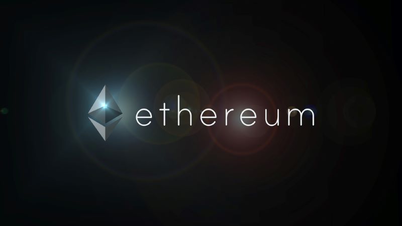 Ethereum virtual crypto currency on black background