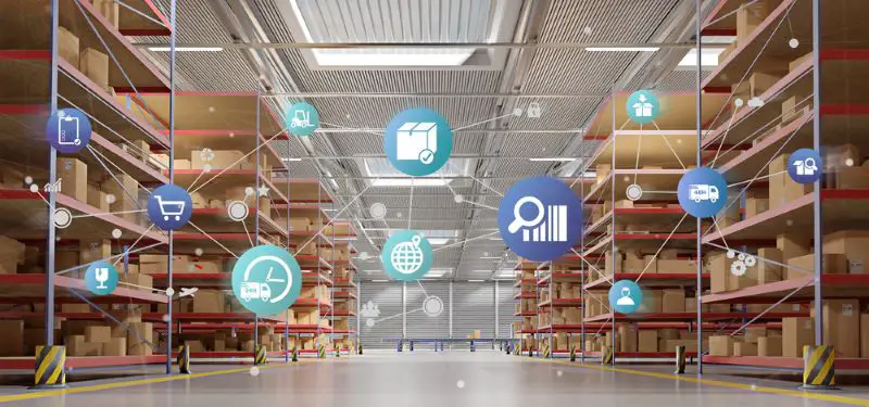 View of a Logistic organisation on a warehouse background