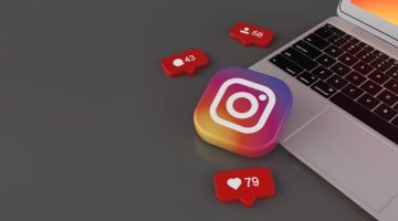 Instagram Icons over laptop
