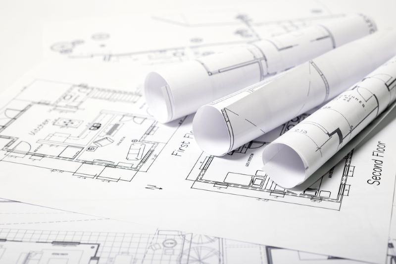 Construction project blueprints