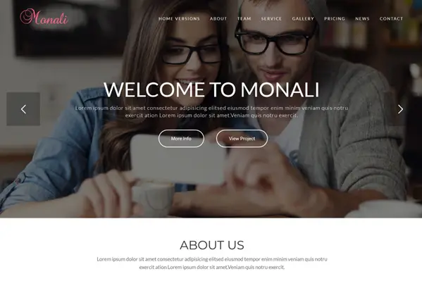 Mock up Home page for website Monali