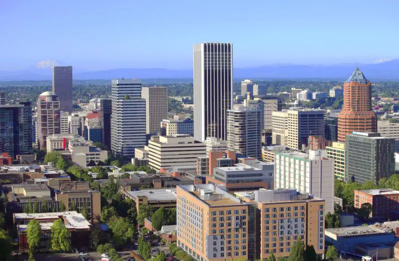 Skyline view of Portland Oregon