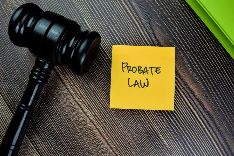 Concept of probate law – yellow sticky note with the words probate law