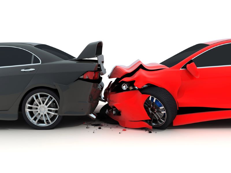 Two cars involved in a car crash.