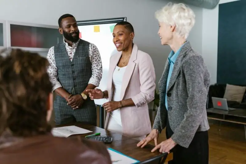 Business professionals giving a presentation in the office