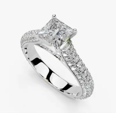 The Modern Princess Pavé Engagement Ring