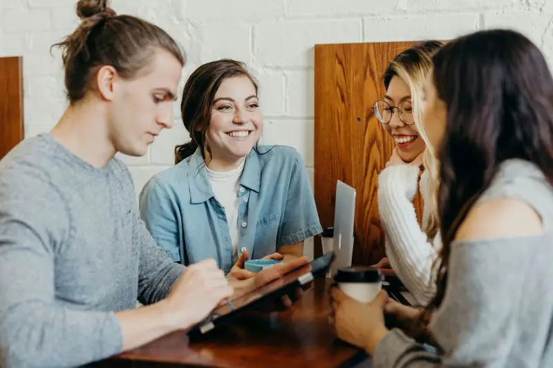 Group of young people networking