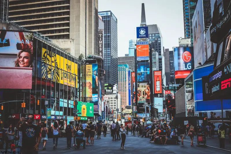 Signage on stores and buildings in New York