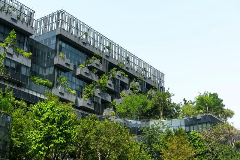 Eco-friendly building in modern city.