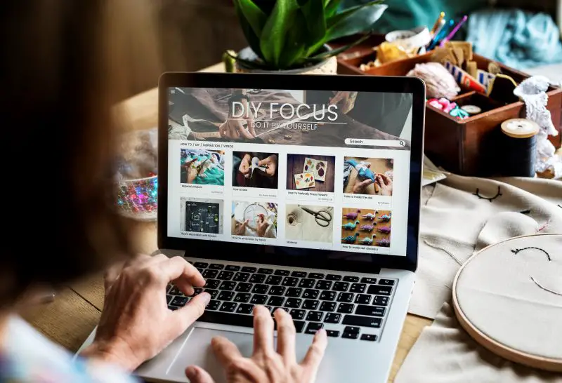 Woman designing a website