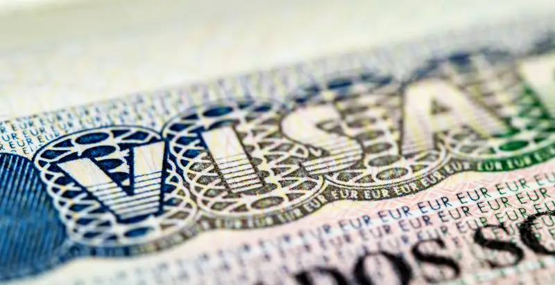 International visa in passport close-up view