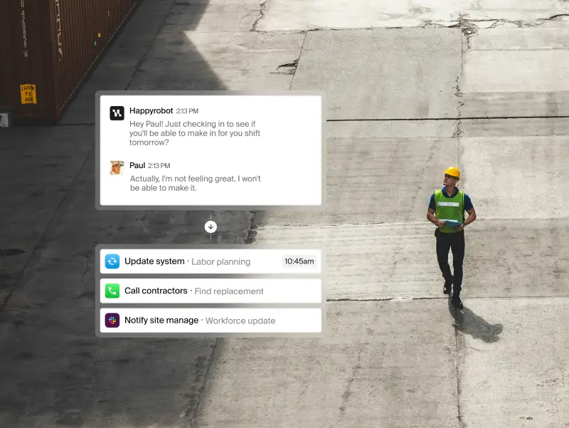 Staffing AI agent confirms contract work and finds a replacement