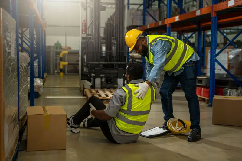 Warehouse workers got into an accident while working in a warehouse.