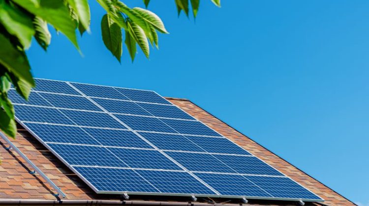 Solar panels on the roof. Green energy concept