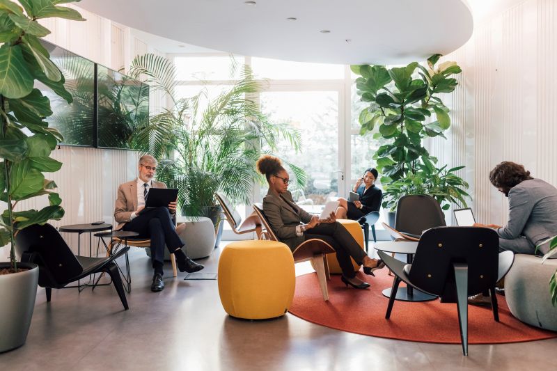 Business people working in modern creative studio