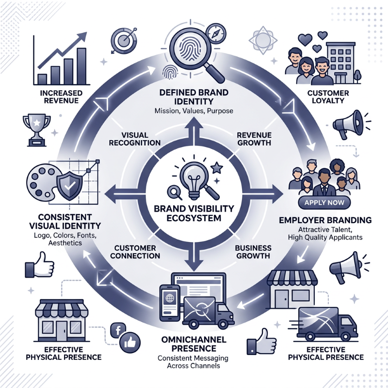 Brand visibility ecosystem infographic