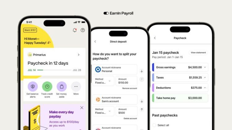 EarnIn Payroll Screens