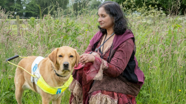 Sangeeta Uppaladinni with her guide dog, highlighting accessibility and inclusive brand experiences