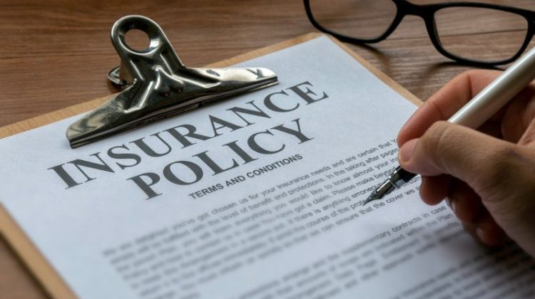 Insurance Policy Review with Pen and Reading Glasses