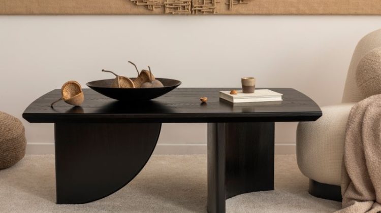 Modern Interior with Black Table and Decorative Objects