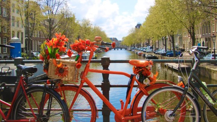 Orange bike in Amsterdam