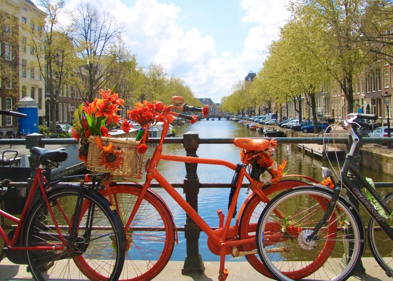 Orange bike in Amsterdam