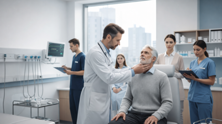 Doctor examining a patient