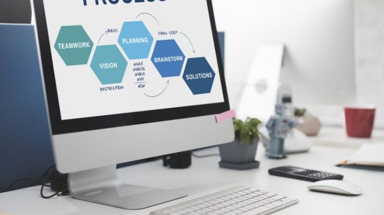 Business plan strategy development process graphic concept