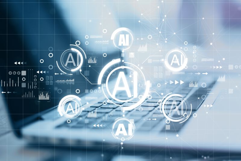 Close Up Of Notebook With Creative Ai Hologram On Blurry Background. Artificial Intelligence, Ai